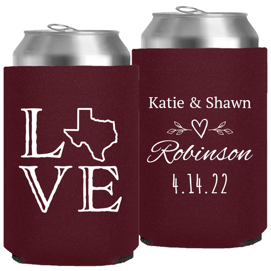 Wedding - Love With Texas State Names - Neoprene Can 094