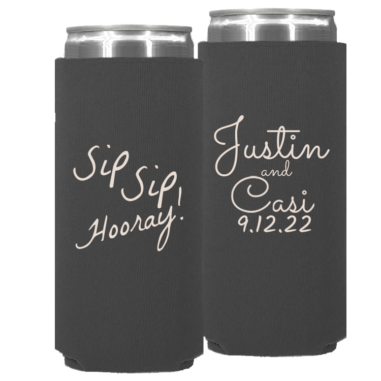 Wedding - Sip Sip Hooray! - Neoprene Slim Can 028