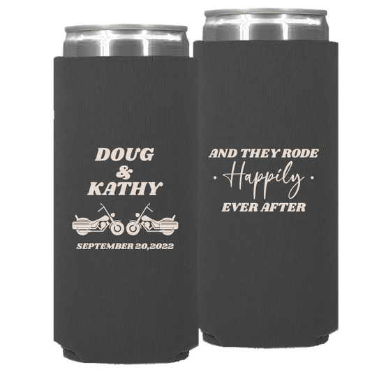 Wedding - And They Rode Happily Ever After Motorcycle - Neoprene Slim Can 077