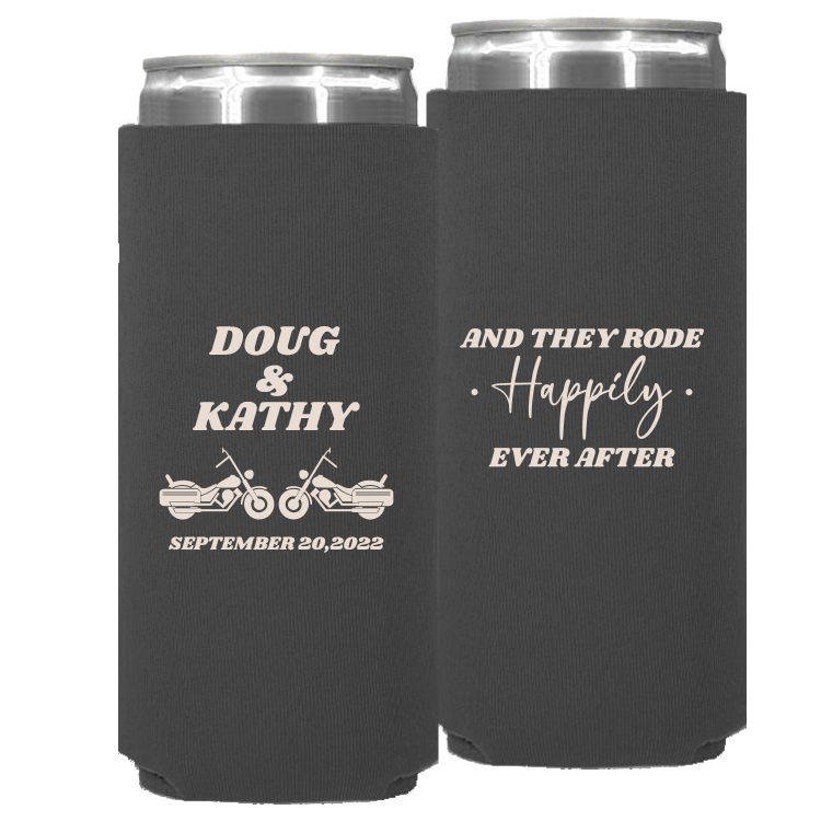 Wedding - And They Rode Happily Ever After Motorcycle - Neoprene Slim Can 077
