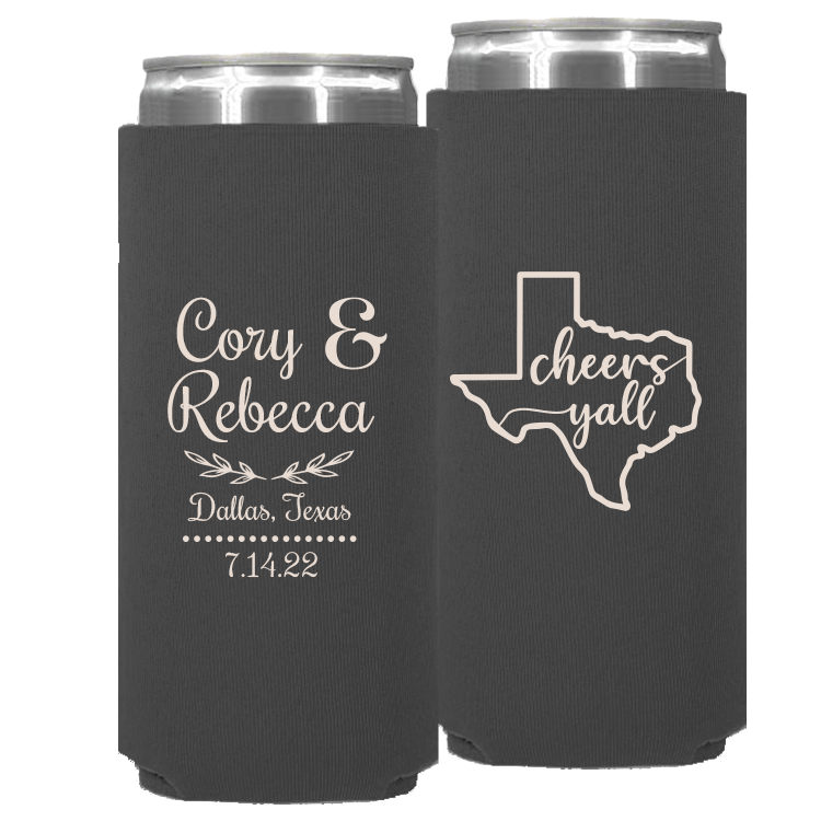 Wedding - Cheers Yall With Texas State - Neoprene Slim Can 079