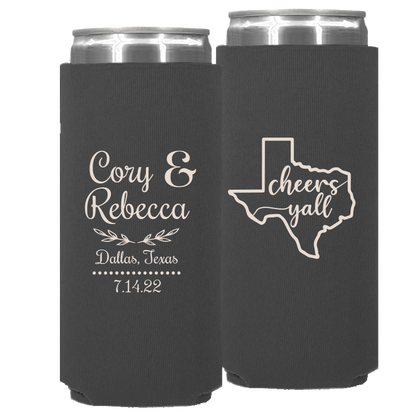 Wedding - Cheers Yall With Texas State - Neoprene Slim Can 079