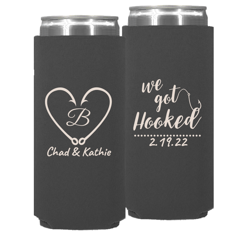 Wedding 003 - We Got Hooked Heart - Neoprene Slim Can