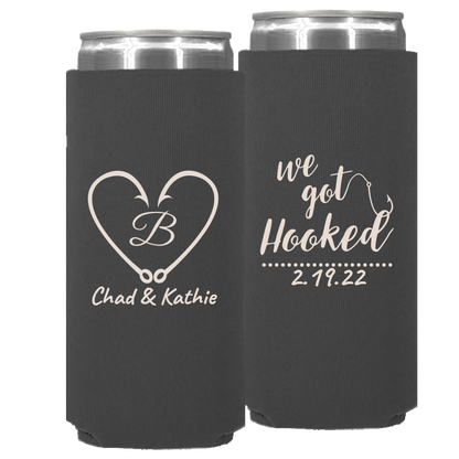 Wedding 003 - We Got Hooked Heart - Neoprene Slim Can