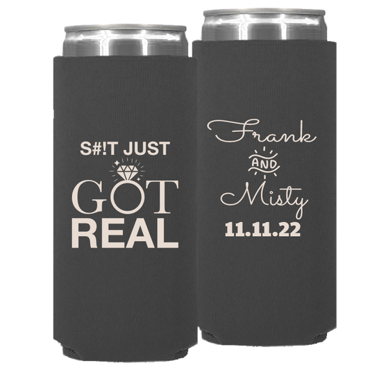 Wedding 004 - Shit Got Real - Neoprene Slim Can