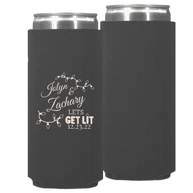 Wedding 005 - Let's Get Lit Names - Neoprene Slim Can