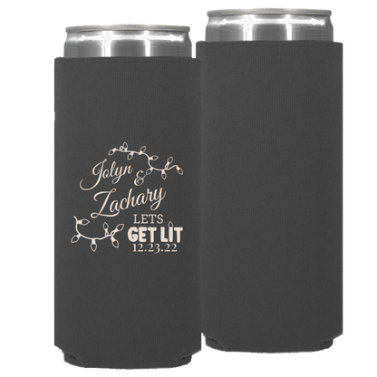 Wedding 005 - Let's Get Lit Names - Neoprene Slim Can