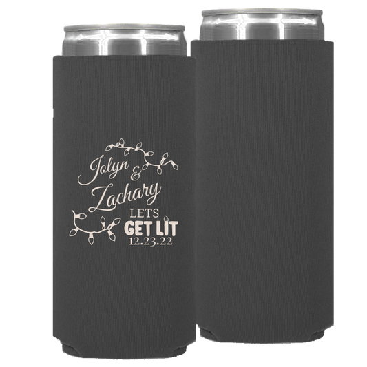 Wedding 005 - Let's Get Lit Names - Neoprene Slim Can