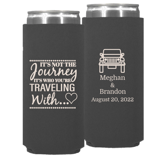 Wedding - It's Not The Journey Jeep - Neoprene Slim Can 071