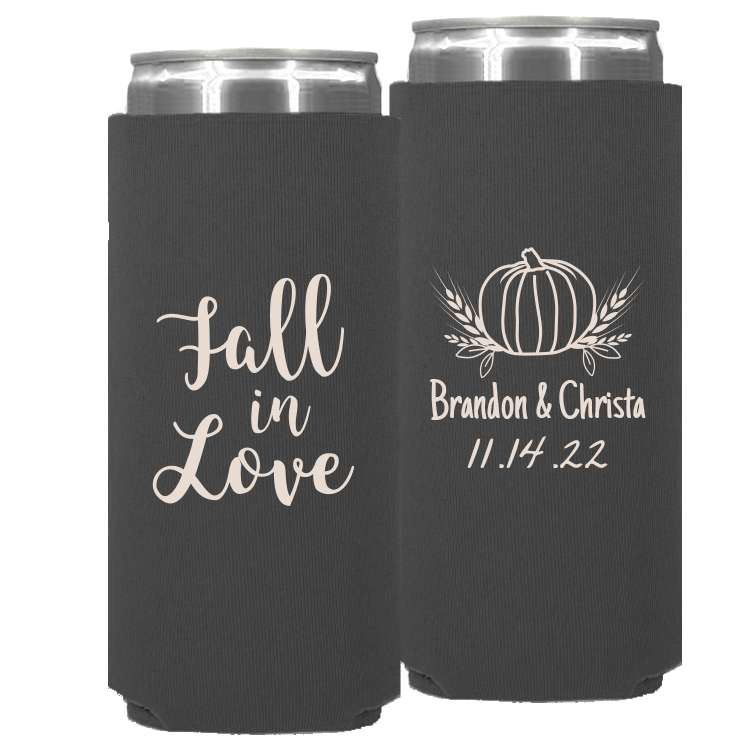 Wedding 009 - Fall In Love Pumpkin - Neoprene Slim Can