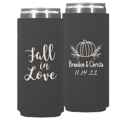 Wedding 009 - Fall In Love Pumpkin - Neoprene Slim Can