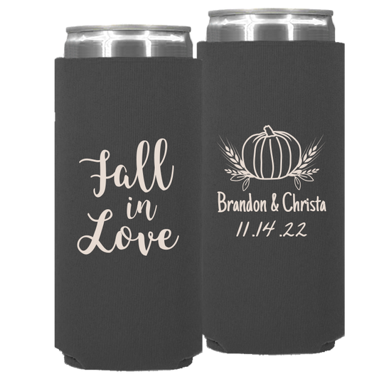 Wedding 009 - Fall In Love Pumpkin - Neoprene Slim Can