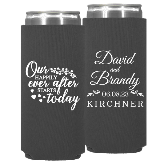 Wedding - Our Happily Ever After Starts Today - Neoprene Slim Can 100