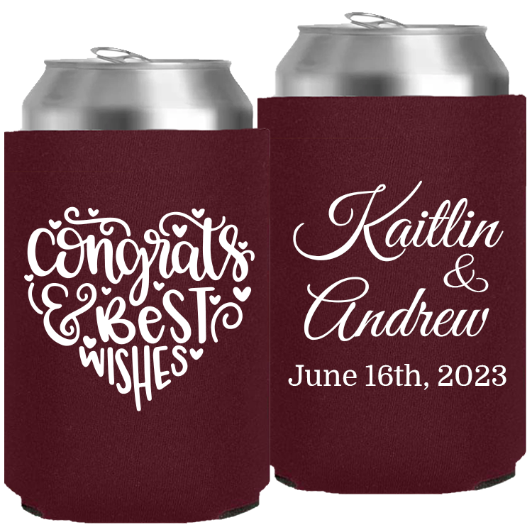 Wedding - Congrats And Best Wishes Heart - Neoprene Can 103