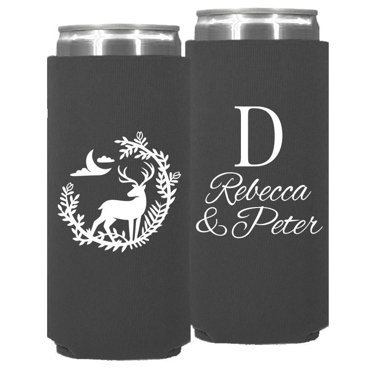 Wedding - Deer With Leaves - Neoprene Slim Can 104