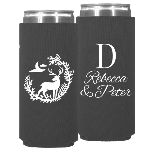 Wedding - Deer With Leaves - Neoprene Slim Can 104