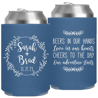 Wedding - Beers In Our Hands Love In Our Hearts Circle Wreath - Foam Can 107