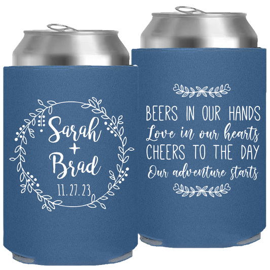 Wedding - Beers In Our Hands Love In Our Hearts Circle Wreath - Foam Can 107