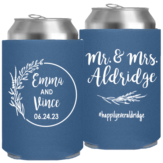 Wedding - Mr & Mrs Last Name And Leaves - Foam Can 110