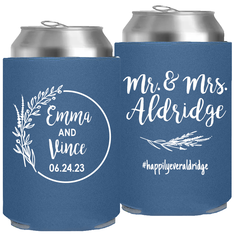 Wedding - Mr & Mrs Last Name And Leaves - Foam Can 110