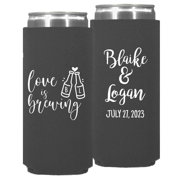 Wedding - Love Is Brewing Bottles - Neoprene Slim Can 111