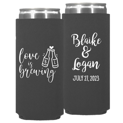 Wedding - Love Is Brewing Bottles - Neoprene Slim Can 111