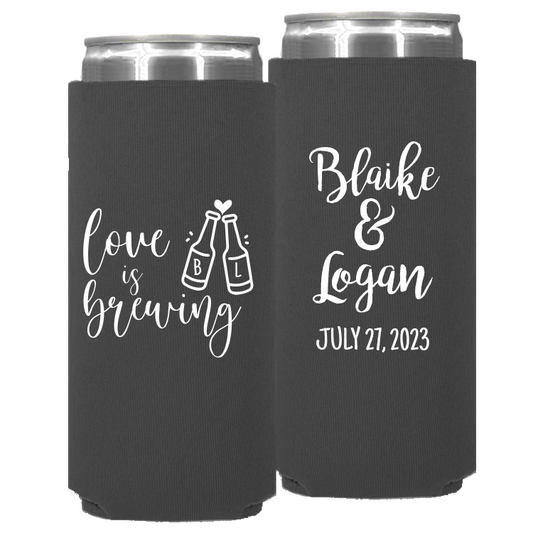 Wedding - Love Is Brewing Bottles - Neoprene Slim Can 111