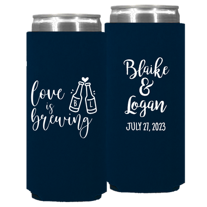 Wedding - Love Is Brewing Bottles - Foam Slim Can 111