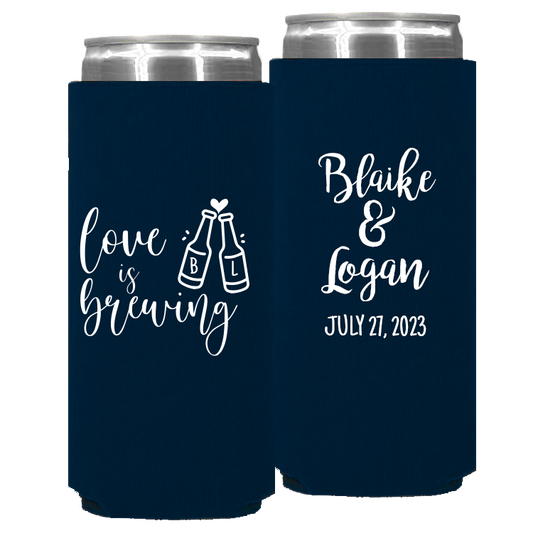 Wedding - Love Is Brewing Bottles - Foam Slim Can 111