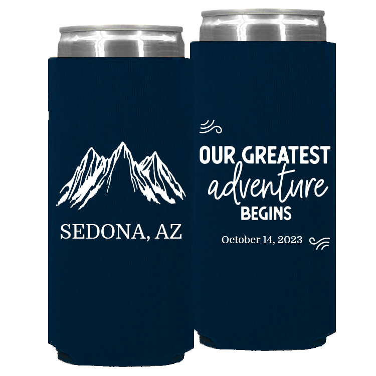 Wedding - Our Greatest Adventure Begins Mountains - Foam Slim Can 113