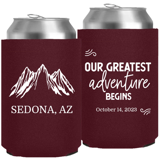 Wedding - Our Greatest Adventure Begins Mountains - Neoprene Can 113