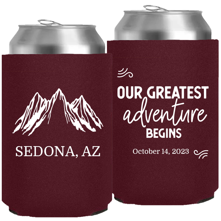 Wedding - Our Greatest Adventure Begins Mountains - Neoprene Can 113
