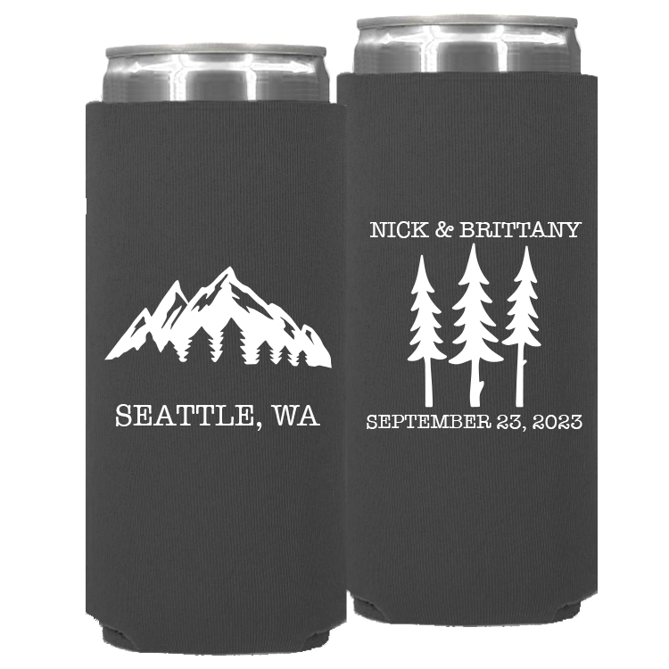 Wedding - Names Date Trees Mountain - Neoprene Slim Can 114