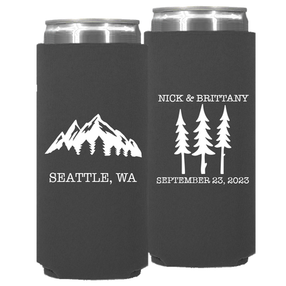 Wedding - Names Date Trees Mountain - Neoprene Slim Can 114