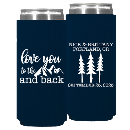 Wedding - Love You To The Moon & Back Trees - Foam Slim Can 116