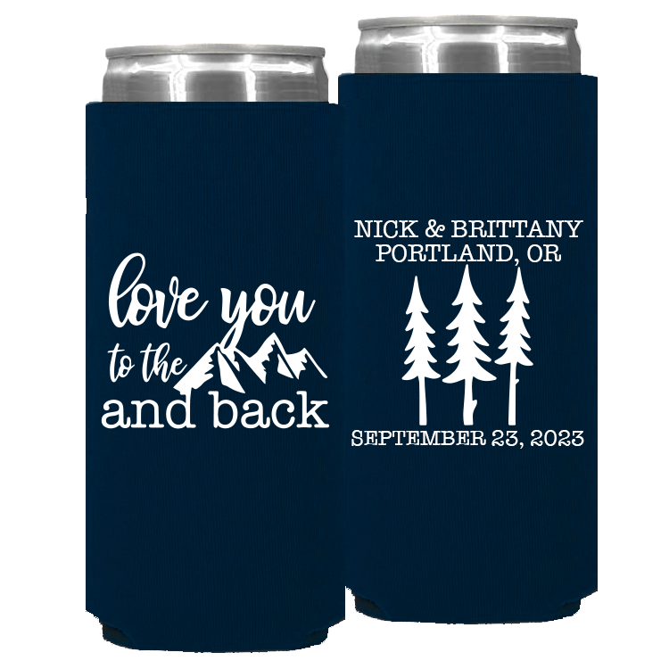 Wedding - Love You To The Moon & Back Trees - Foam Slim Can 116