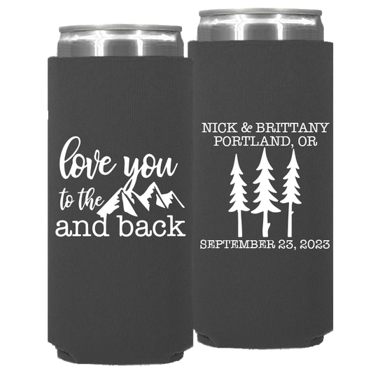 Wedding - Love You To The Moon & Back Trees - Neoprene Slim Can 116