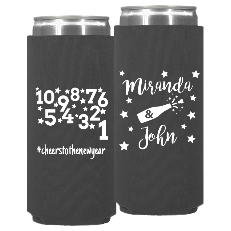 Wedding - Names And Champagne Bottle - Neoprene Slim Can 131