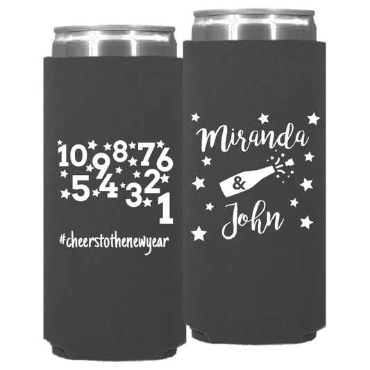 Wedding - Names And Champagne Bottle - Neoprene Slim Can 131