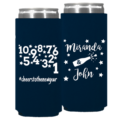 Wedding - Names And Champagne Bottle - Foam Slim Can 131