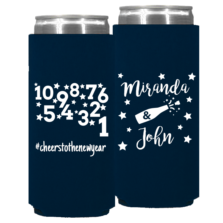 Wedding - Names And Champagne Bottle - Foam Slim Can 131