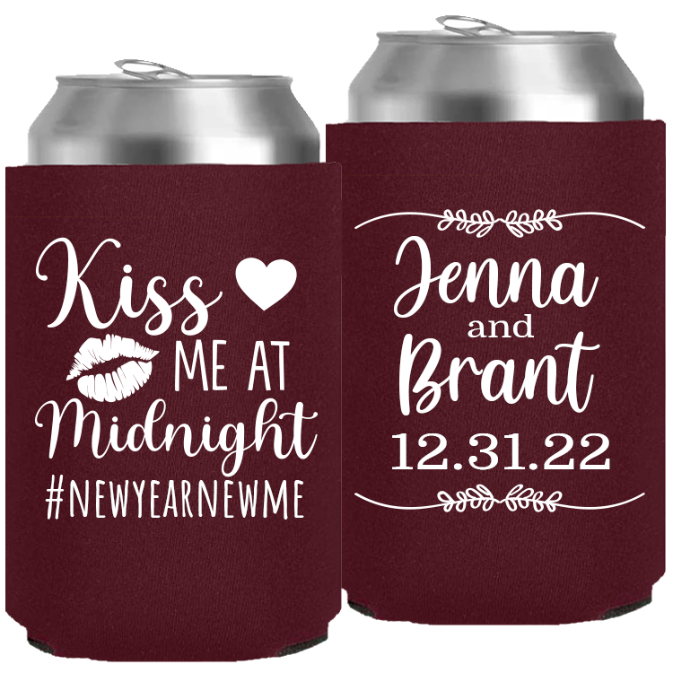 Wedding - Kiss Me At Midnight With Leaves - Neoprene Can 133