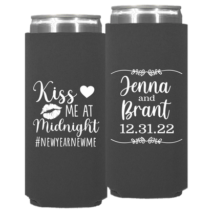 Wedding - Kiss Me At Midnight With Leaves - Neoprene Slim Can 133