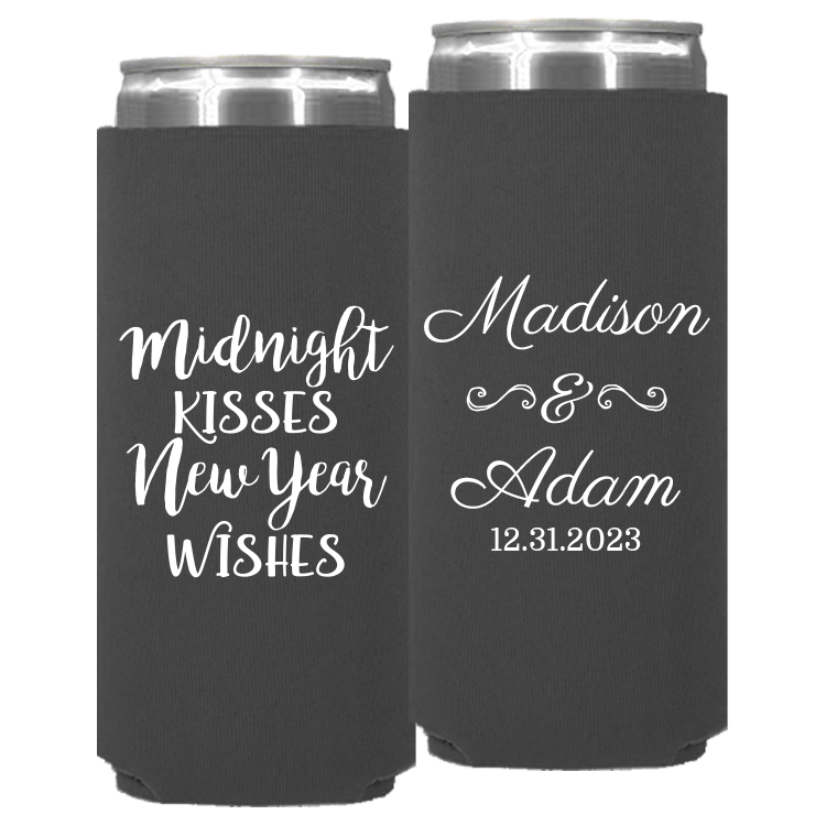 Wedding - Midnight Kisses New Year Wishes - Neoprene Slim Can 134