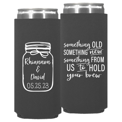 Wedding - Something Old Something New Mason Jar - Neoprene Slim Can 139