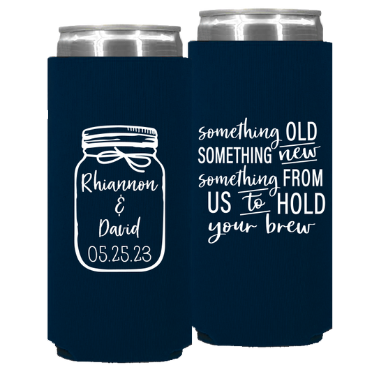 Wedding - Something Old Something New Mason Jar - Foam Slim Can 139