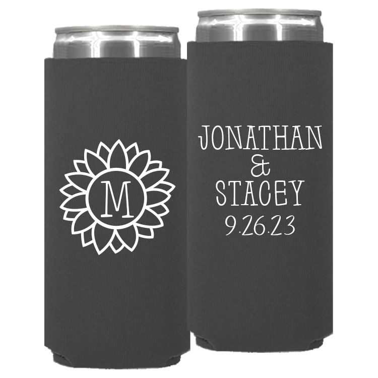 Wedding - Flower With Last Name - Neoprene Slim Can 145