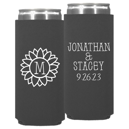 Wedding - Flower With Last Name - Neoprene Slim Can 145