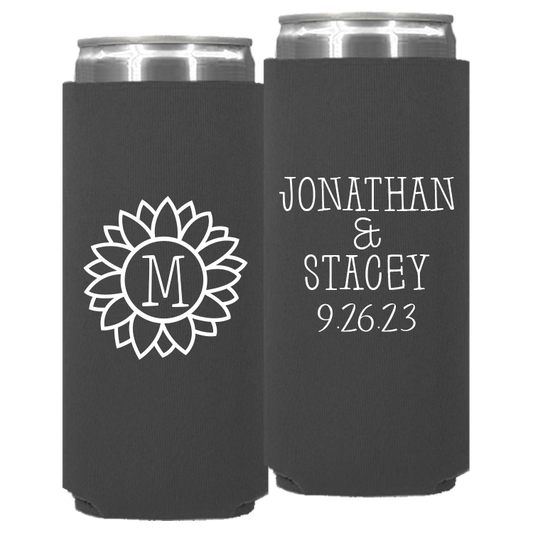 Wedding - Flower With Last Name - Neoprene Slim Can 145