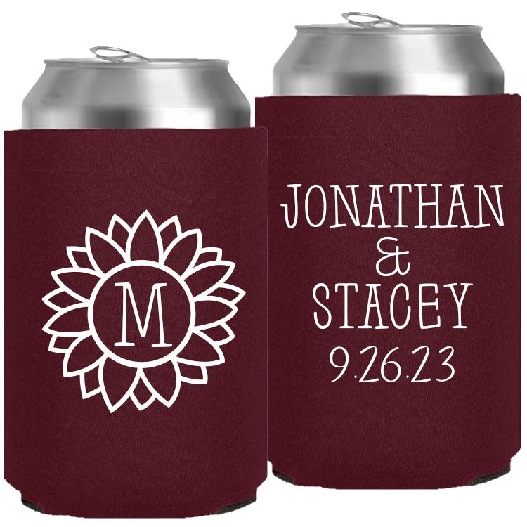 Wedding - Flower With Last Name - Neoprene Can 145